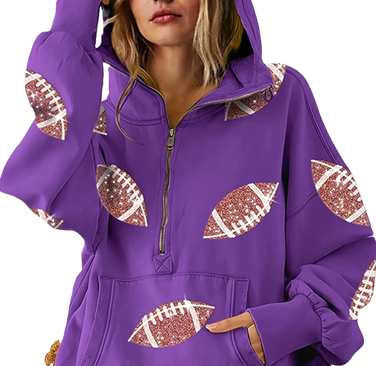 Sequin Football Hoodie - PREORDER