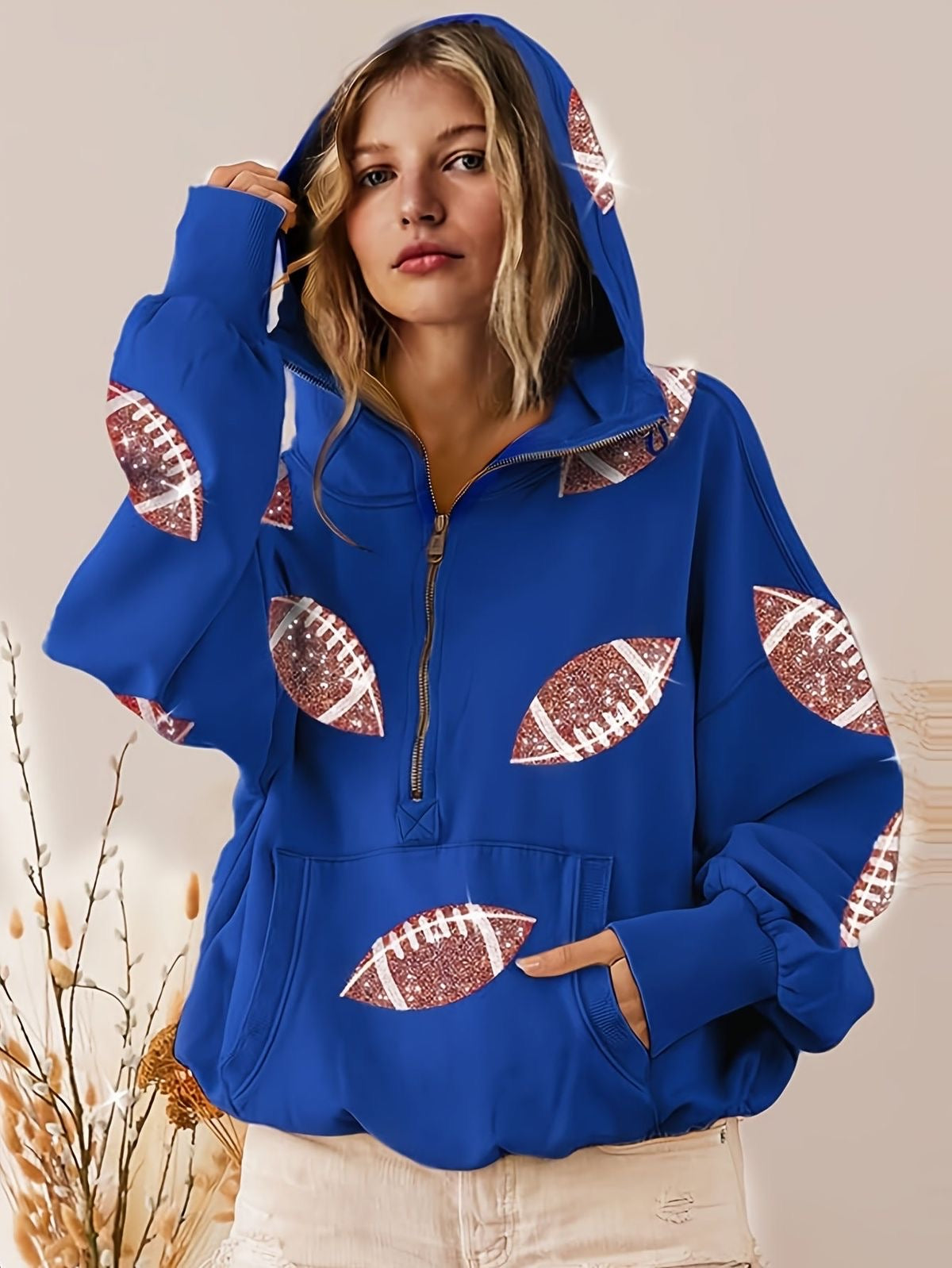 Sequin Football Hoodie - PREORDER