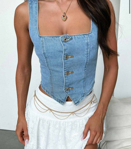 Daisy Denim Vest Top